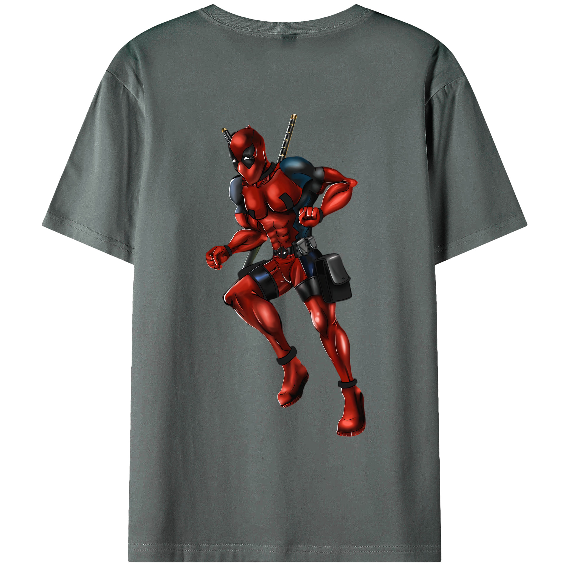 （画像用） Deadpool デッドプール 綿100％ メンズ半袖Tシャツ（バックプリント） 通気性